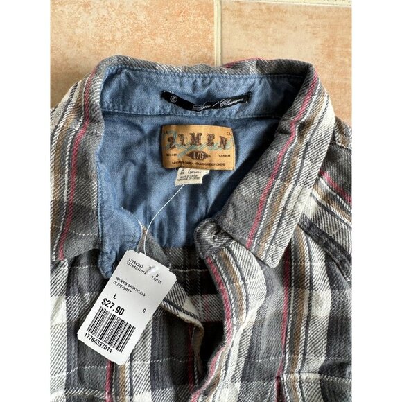 21MEN an american brand Cotton woven shirt olive‎ grey front button Men size L - Picture 2 of 8